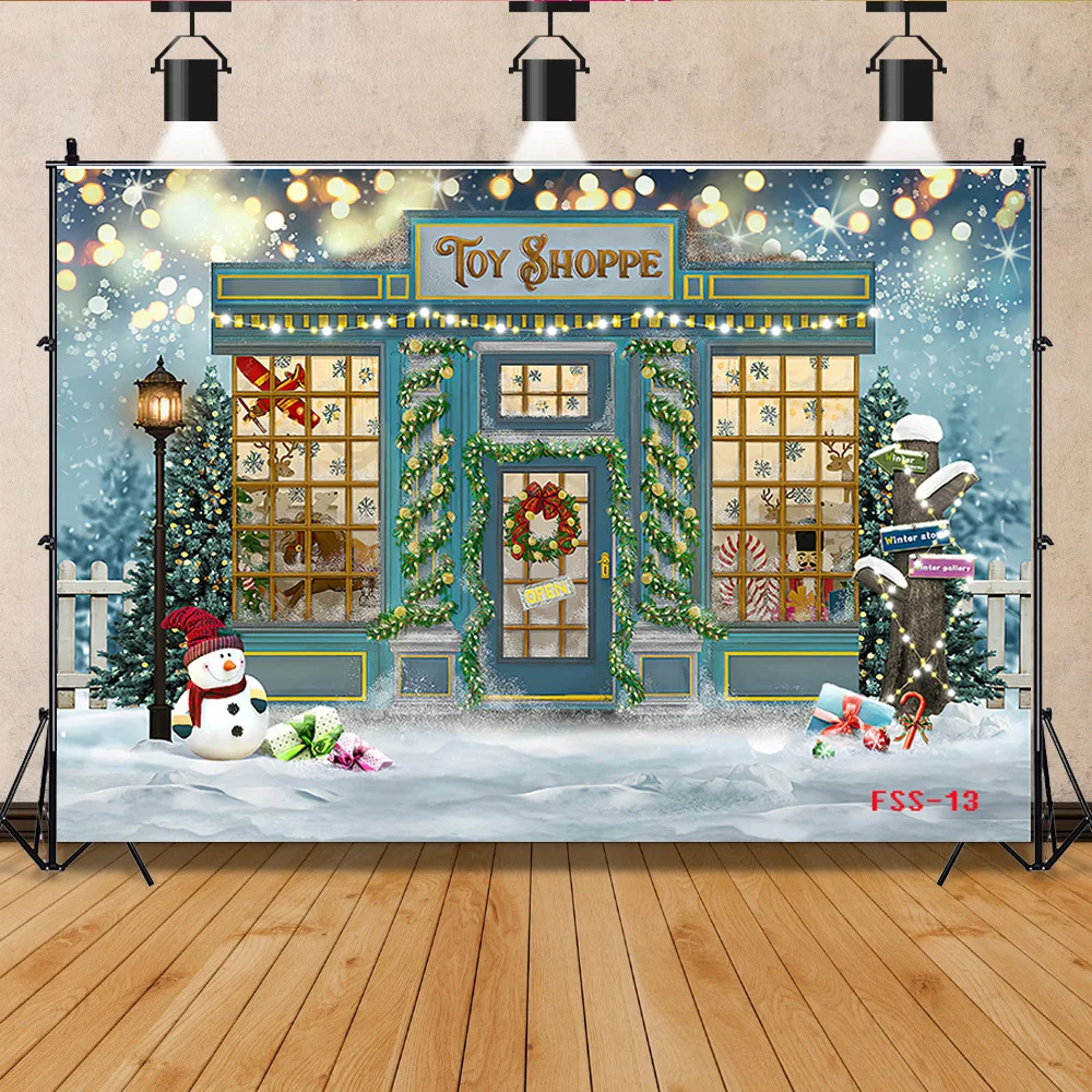 SHUOZHIKE Art Fabric Christmas Day Photography Backdrops Snowman and Pine Trees Forest Garland Photo Studio Background FSS-01