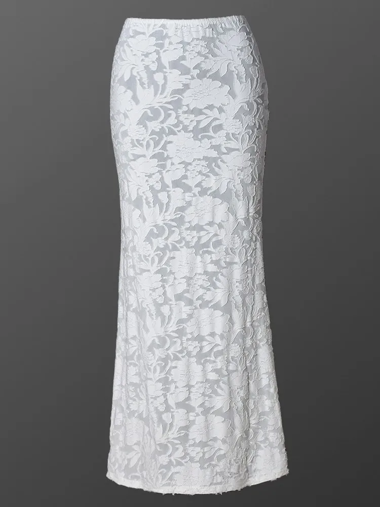

Elegant French A-Line Jacquard Fashion Long Skirts Vintage High Waist Casual Y2K Spring Autumn Evening Party New Maxi Skirt