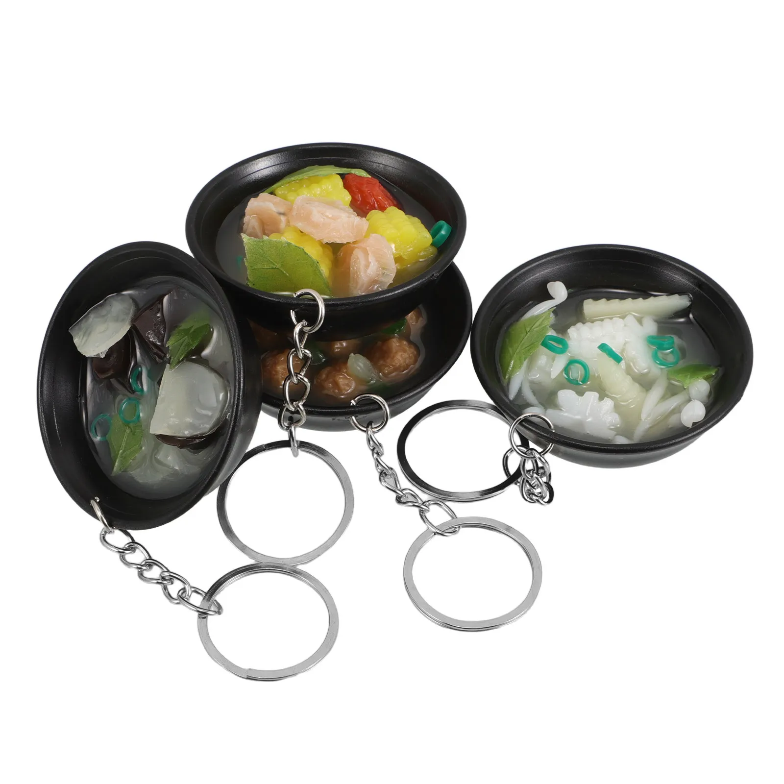 4Pcs Japanese Food Keychains Miso Soup Pendant Realistic Simulation Cute Miniature Food Bag Charm Key Holder School Use