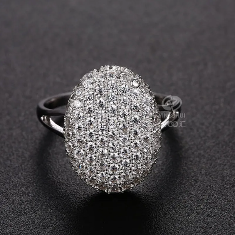 BOCAI Real S925 Silver Women\'s Rring Trend Closely Inlaid with Zircon the Same Style as the Fashionable Twilight City Bella