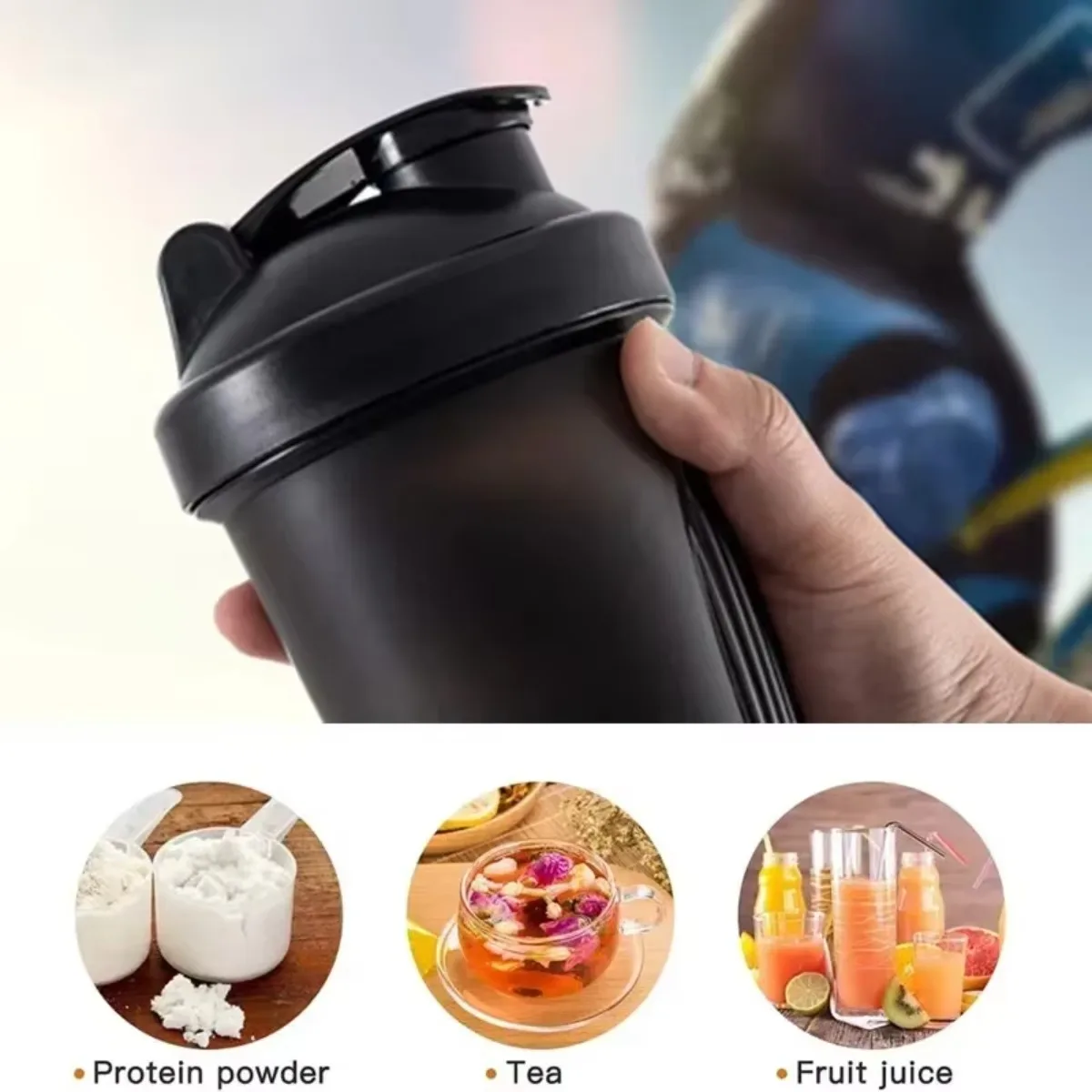 1Pc 400ml 30oz Premium Tritan Shaker Cup with Metal Ball Portable Protein Drink Bottle Suitable for Sports Fitness Workout