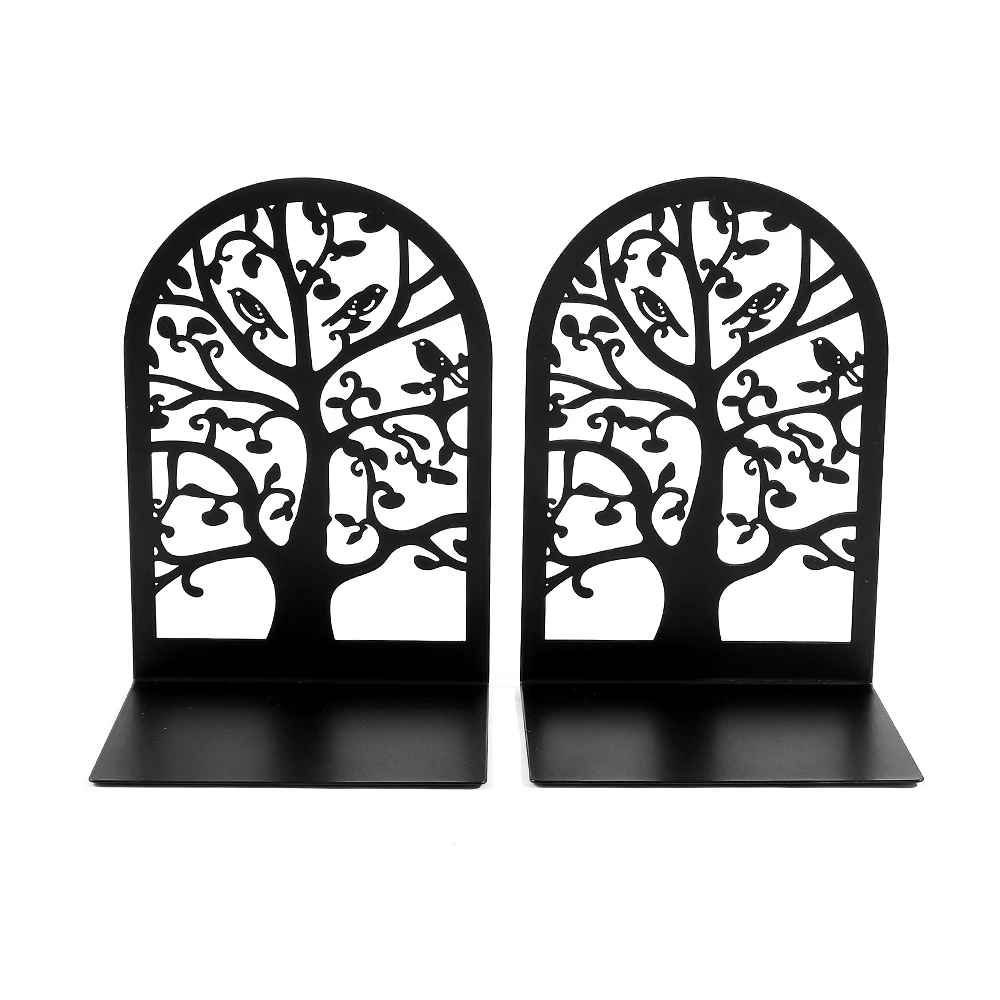 

2Pcs Bird Group Bookends Tree of Life Bookends Metal Heavy Duty Desktop Home Office Supplies Storage Books Gift for Book Lovers