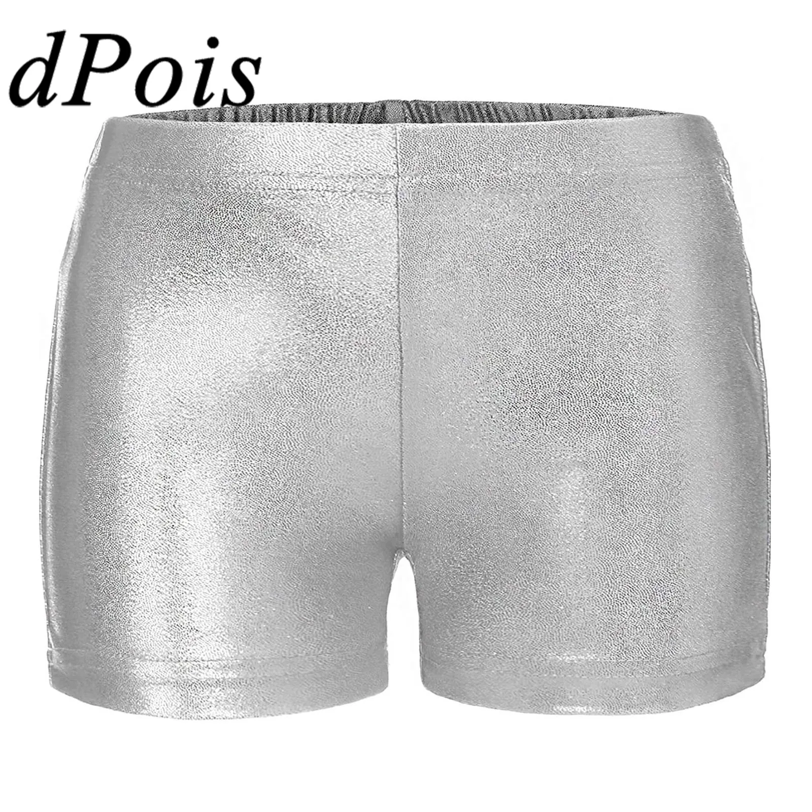 

Kids Girl Elastic Waist Shiny Metallic Ballet Dance Shorts Dancewear Bottoms For Sports Yoga Gymnastic Workout Children Shorts