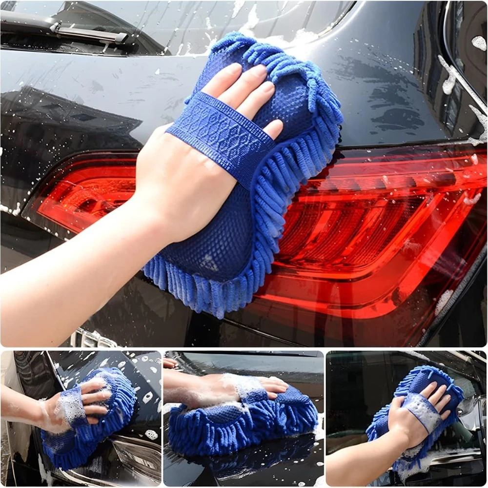 1-4Pcs Chenier Car Wash Sponge Car Gloves Automatic Washing Towel Gloves Ultra-fine Fiber Care Washing Brush Pad Cleaning Tool