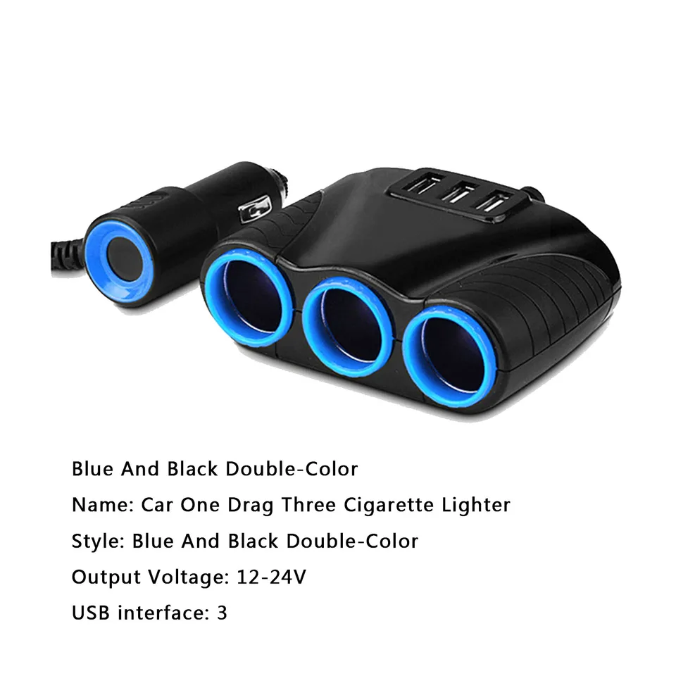 car cigarette lighter socket name 12V-36V Car Cigarette Lighter Socket Splitter Plug 3 USB Phone Charger  Adapter Voltage Car Cigarette Lighter Extension Cable