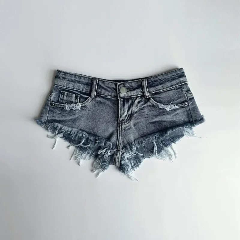 Summer New Women Washed Blue Sexy Low Rise Ultra Short Denim Shorts Triangle Raw Shorts Female Jeans jean shorts