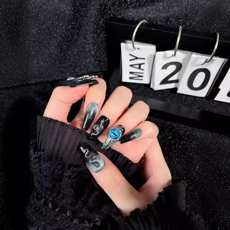 

Handmade Wearing Nail Boutique Heavy Industry Butterfly Gradient Medium Long Fake Nail Sparkling Removable Fake Nails