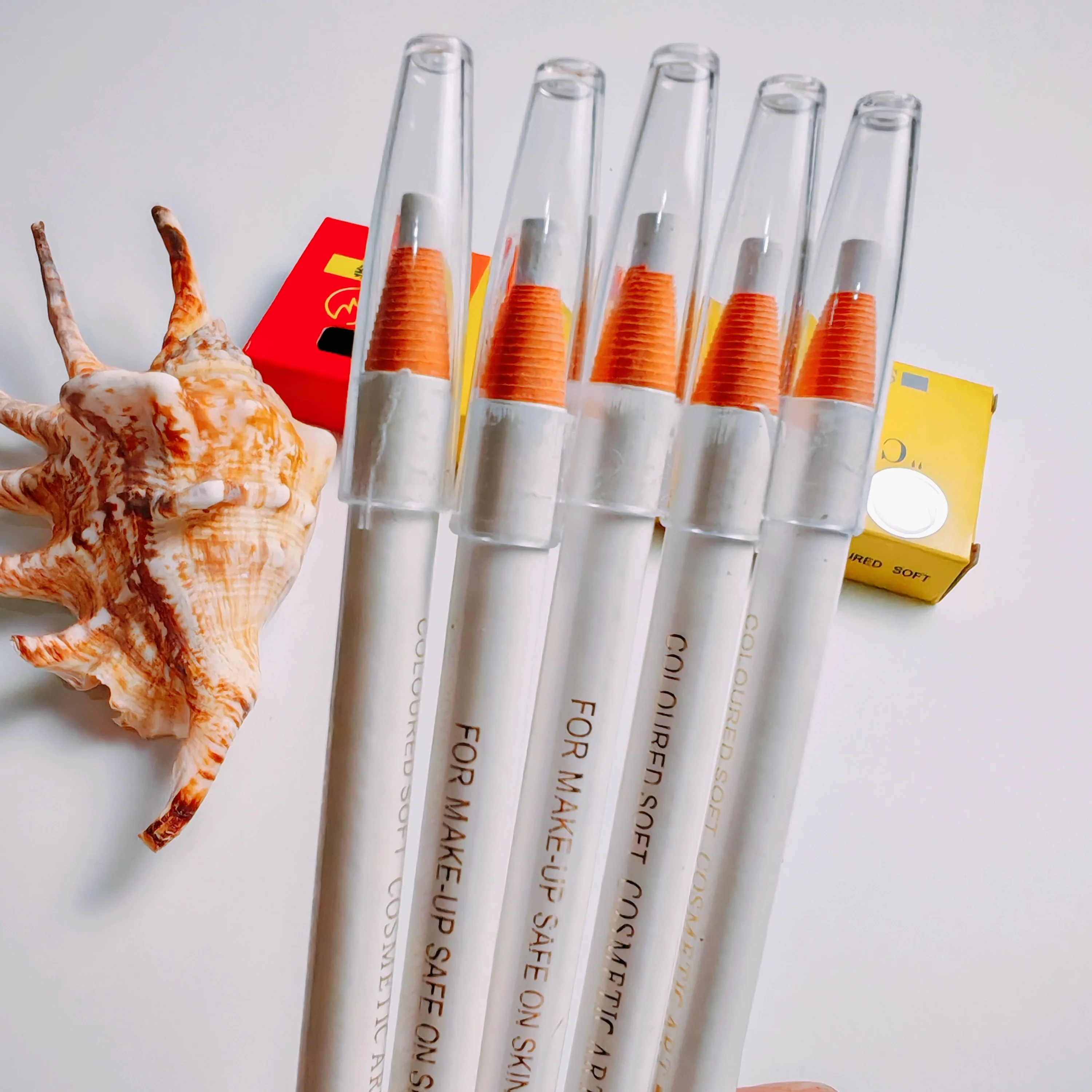 

White Eyebrow Pencil Tools Waterproof Hard Cosmetics Makeup Artificial Skin Wood Microbladings Eyebrow Pencil Pull Line Core