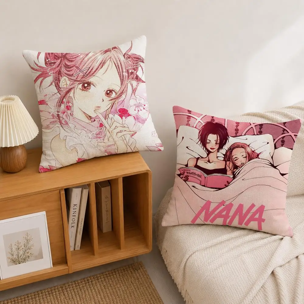 Anime NANA Cushion Cover Natural Linen Pillowcase Set, All-in-One Decor for Sofa, Bedroom & Chair