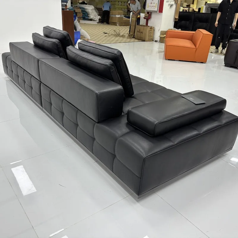 Traceable first-layer cowhide all-green leather sofa