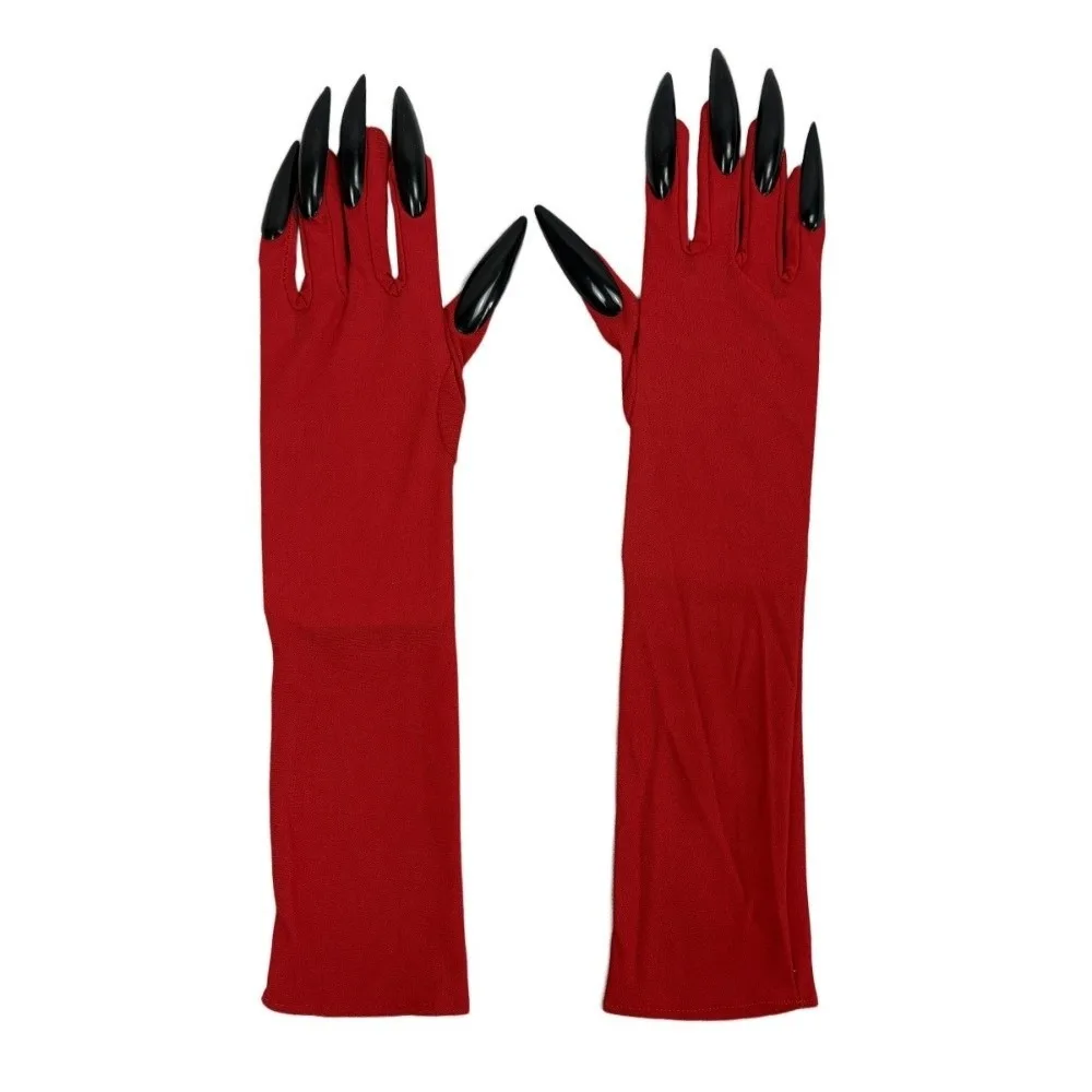Scary Fancy Props Halloween Cosplay Gloves Long Nails Long Witch Cosplay Costume Elastic 43cm Ghost Claw Mittens Festival Party