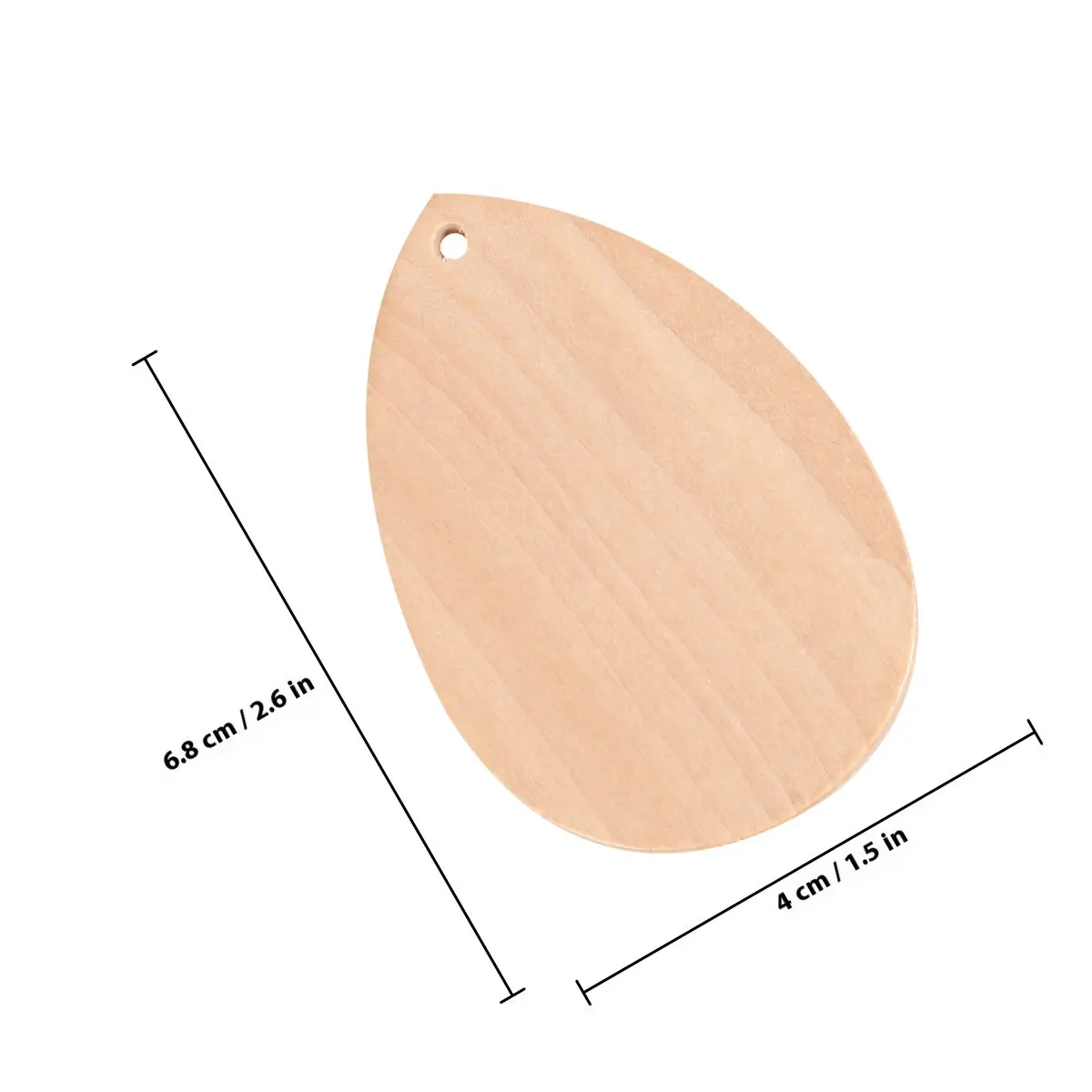 20pcs Wooden Water Drop Pendants Pre-Drilled Natural Unfinished DIY Craft Chips for Wedding Birthday Party Props