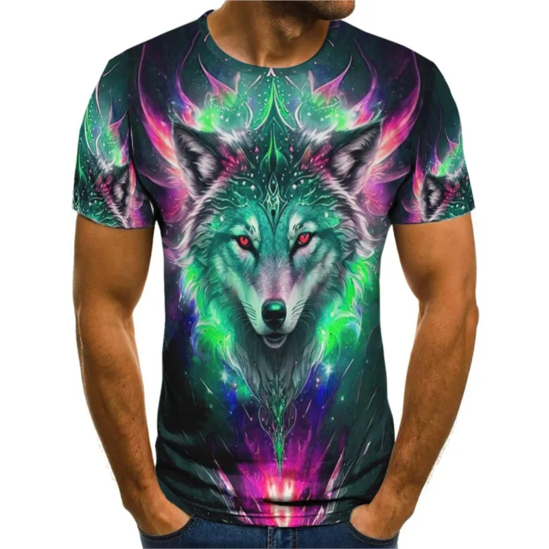 Wolf Tshirt 3d Digital Animal Print Graphic camisa Causal Tees Short Sleeves Comfortable Pullover Tops Men's Clothing T-shirt