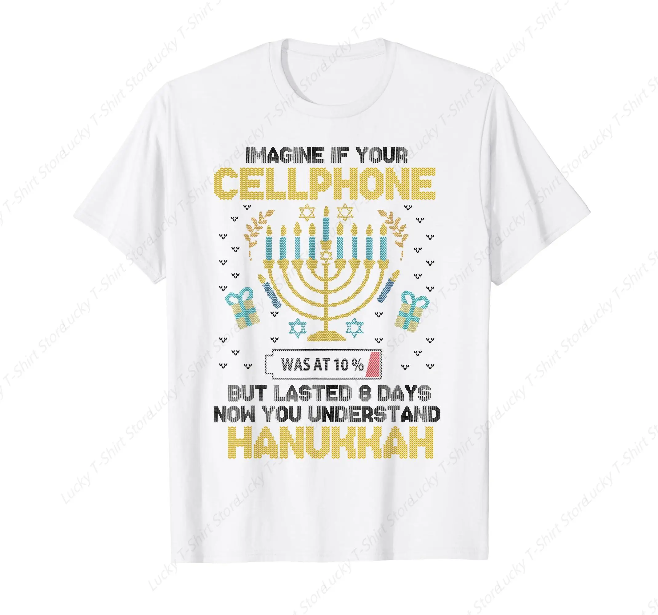 Hanukkah Cellphone Ugly Chanukkah Sweater Funny Jewish Gift T-Shirt