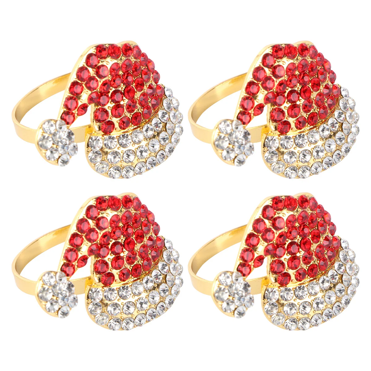 4Pcs Adorable Christmas Napkin Buckles Red Metal Rings for Festive Dinner and Party Table Decoration Napkin Rings