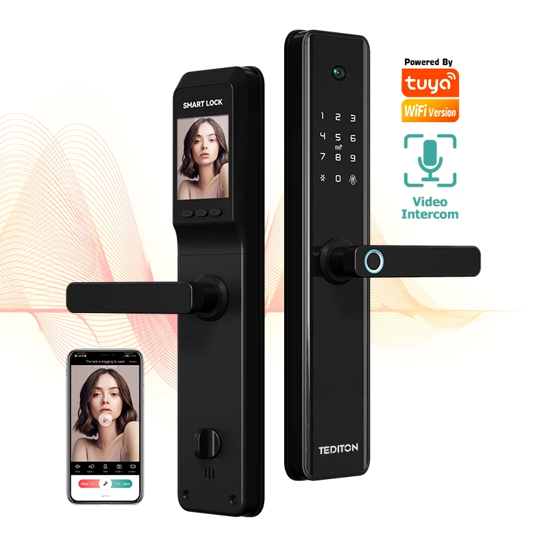 Newest Smart Fingerprint Finger Print Door Lock With Camera Tuya Wifi