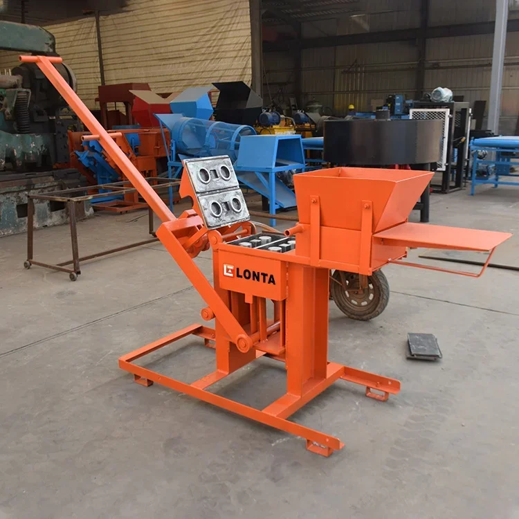 LONTA QMR2-40 small manual  hollow paver mould soil block machine For making brick ecological clay brick making machine