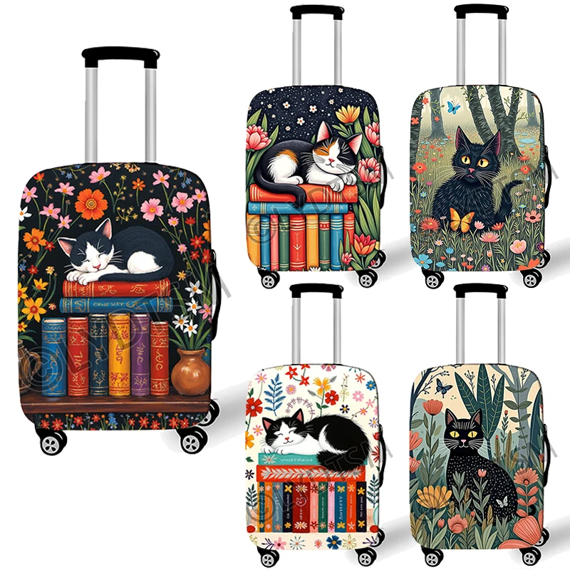 

Милый кот, сон на книгах, защитный чехол для багажа с принтом для чемодана 18 ~ 32 дюйма, эластичные мешки для пыли, дорожные аксессуары