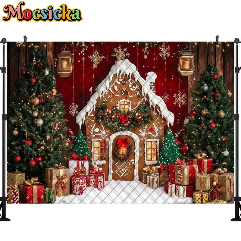 Christmas Photography Background Xmas Tree Window Holiday Decorations Kids Aldult Portrait Photo Backdrops Studio Props Banner