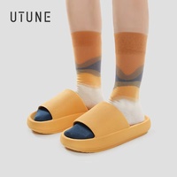 UTUNE 4.5CM Sandal Slides Women Men Couple Thick Sole Soft Indoor Platform House Shoes Men Bathroom Home Summer EVA Non-slip San