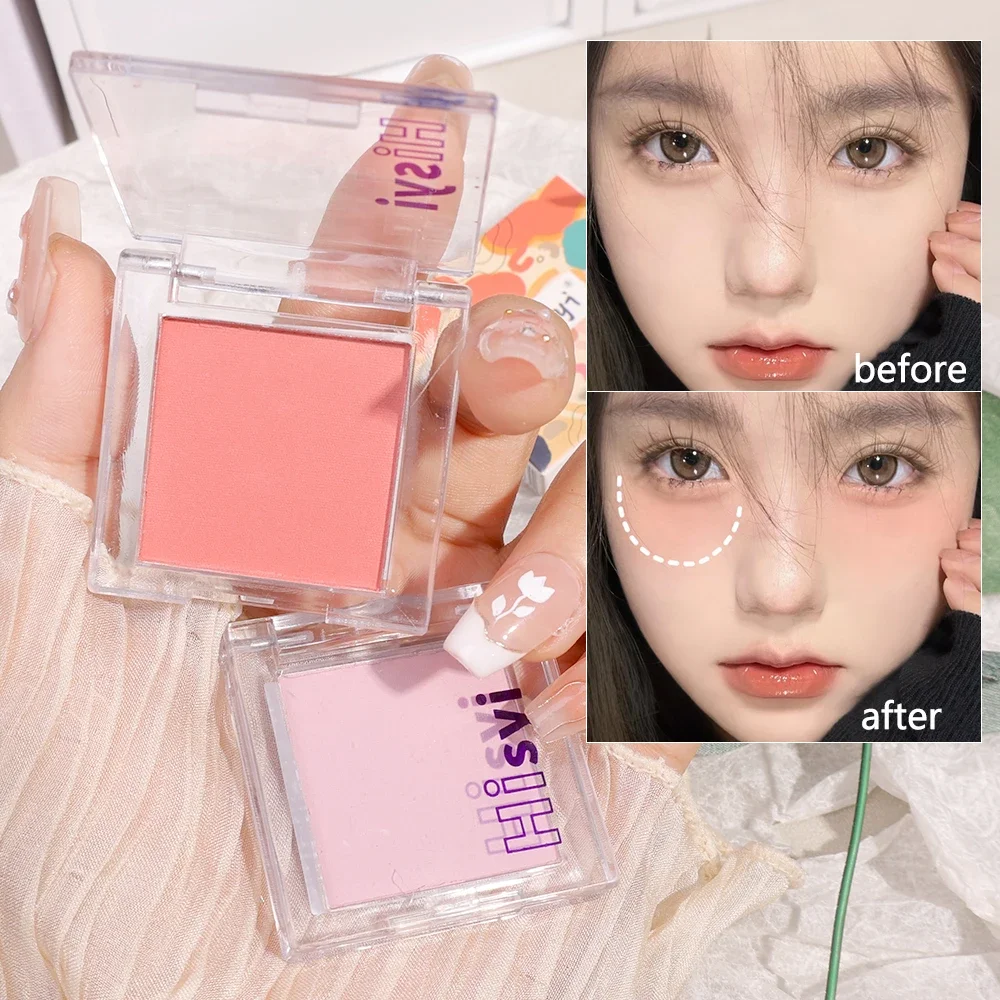 1PC Purple Rouge Blush Palette Monochrome Natural Matte Blusher Face Pigment Lasting Beauty Cheek Tint Orange Peach Blush Makeup