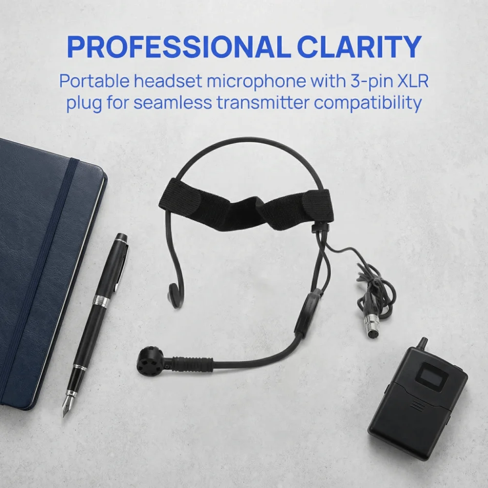 

Stable Transmission Mini 3 Pins Headset Microphone Lightweight Condenser Mic Portable Mic Transmitter Use