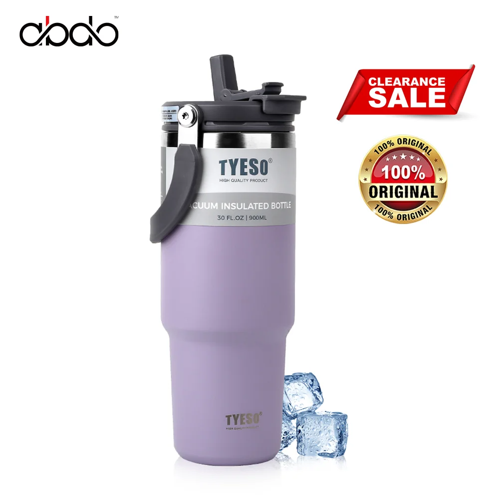 

TYESO Thermal Cup Tumbler Thermos Bottle with Handle Straw Coffee Mug Stainless Steel Insulated Vacuum Flasks Travle Drinkware