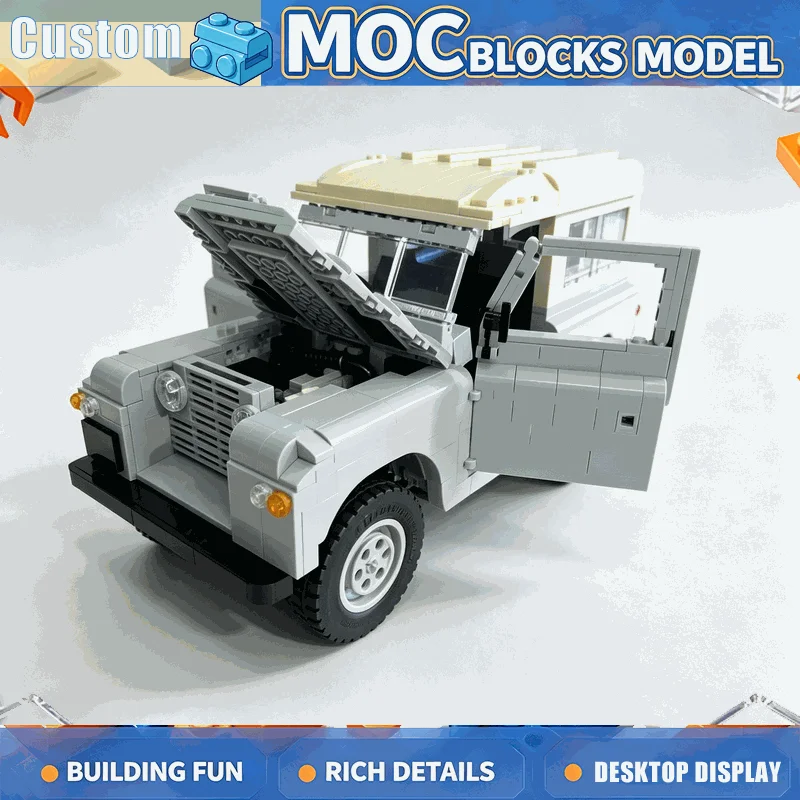 1364PCS Vintage Off Road 4x4 MOC Building Blocks Custom Classic Utility Vehicle Model DIY Assembly Toy Creative Collection Gift