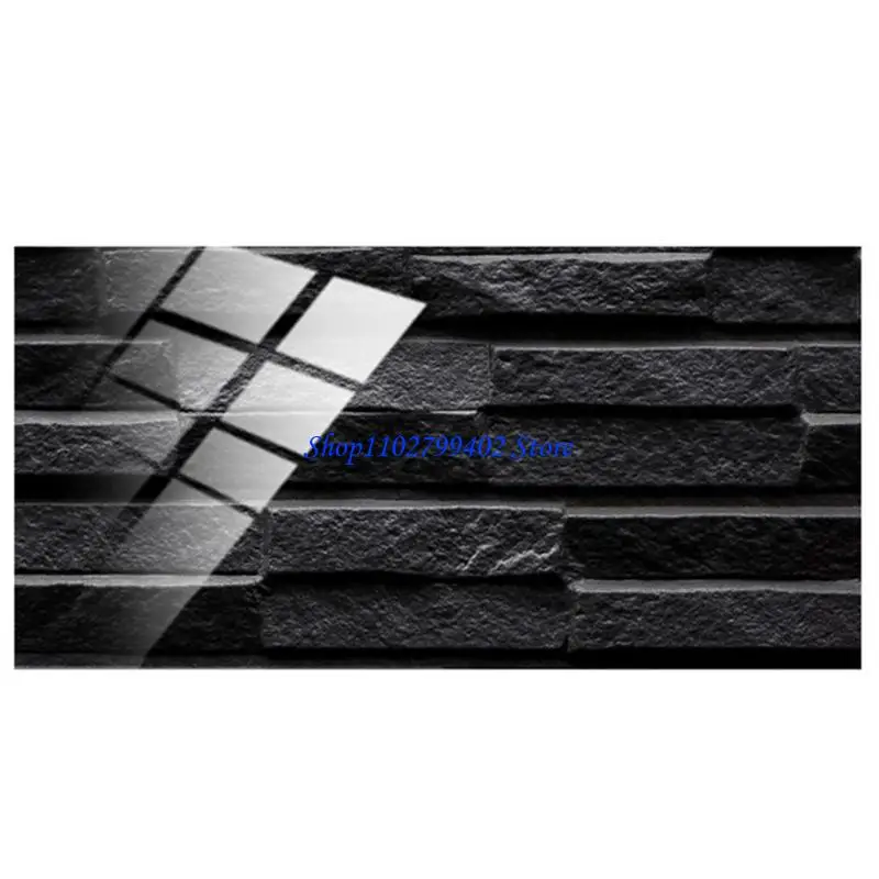 547F 48 Sheet Adhesive Tile Stickers Peel and Backsplash Black Wall Decals