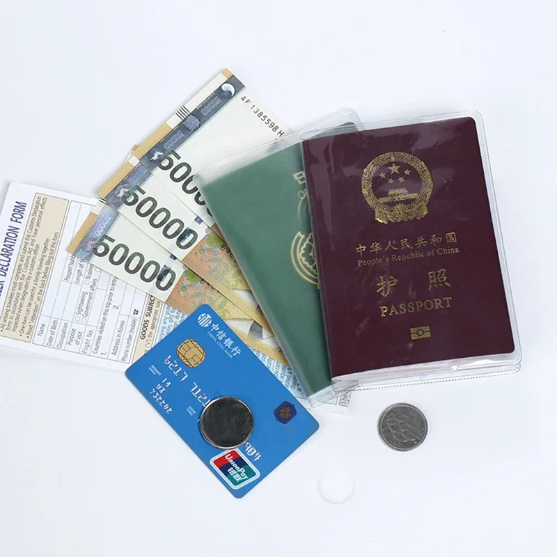 1-3PCS Passport Protective Cover Transparent Frosted, PVC Material Waterproof Document Case