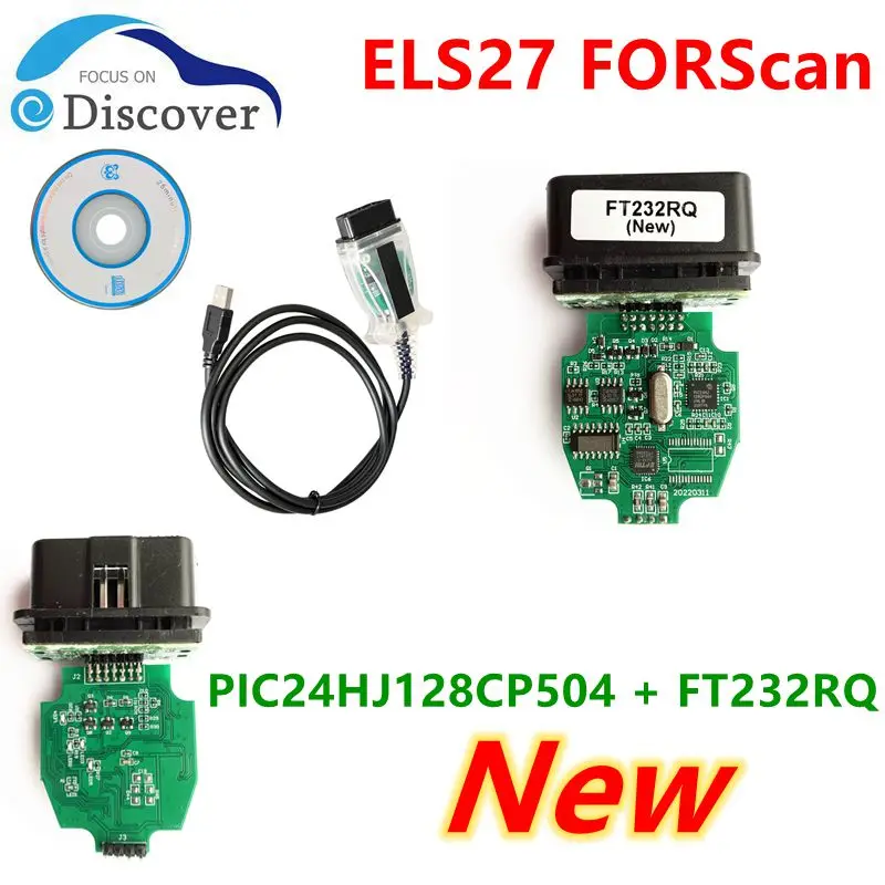 Newest V2.3.8 ELS27 FORScan Green PCB PIC24HJ128CP504+FT232RQ For Ford/ For Mazda/ For Lincoln/ For Mercury OBD2 Cable