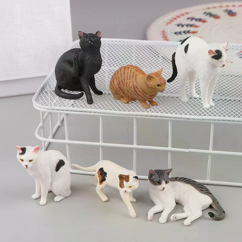 Simulation Animal Model Lying Orange Cat Figurine Cute Desktop Decoration Mini Pet Cat Model Ornament Solid