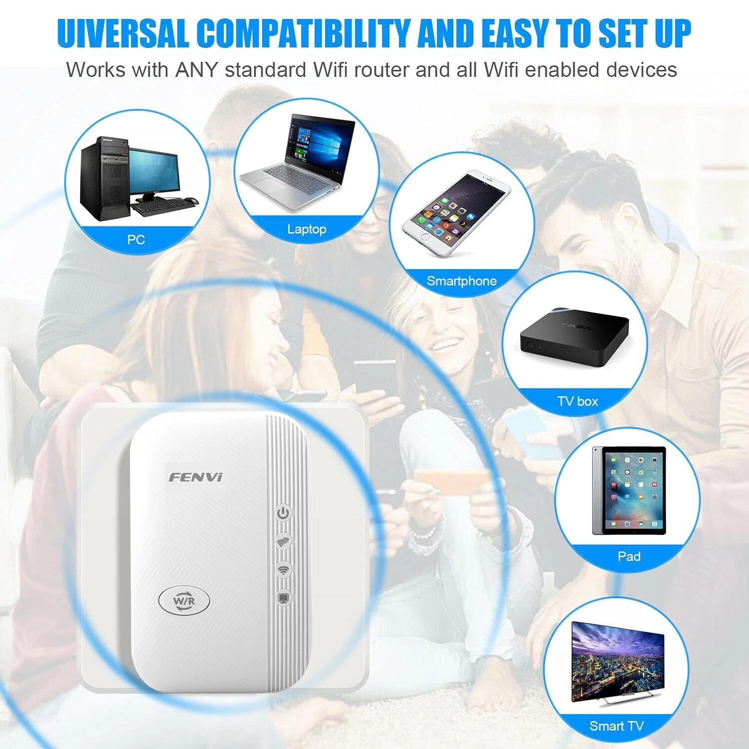 FENVI Wireless WiFi Repeater 300Mbps 2.4Ghz 802.11N WPS Long Range Expander Signal Amplifier Booster Plug Access Point AP Router