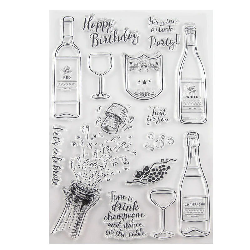 

Wine Bottle Transparent Clear Stamps/Seal for DIY Scrapbooking/photo Album Decorative Card Making Clear Stamp Sheets