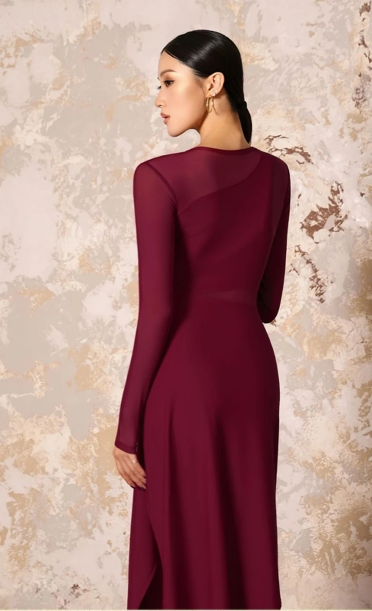 Robe de danse latine vintage, costume pour adultes, pratique quotidienne, nouvelle formation pour femmes, rumba gala, salle de bal, tango, coussinets sexy, marron