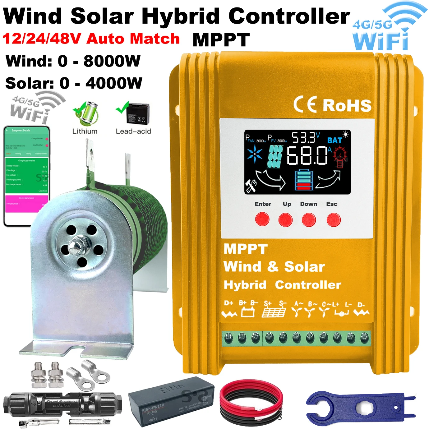 mppt controlador de carga hibrida gerador eolico carregador de painel solar 4000w 5000w 6000w 12 24 48v 01