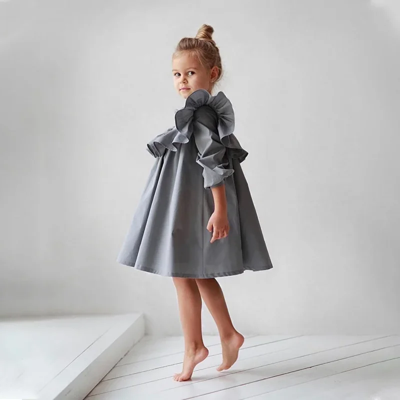 

Fashion Baby Girl Princess Cotton Dress Infant Toddler Child Ruffle Long Sleeve Summer Spring Autumn Vestido Baby Clothes 2-10Y