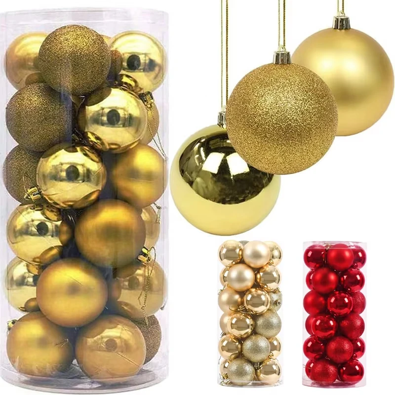 

24Pcs Christmas Decoration 2025 Christmas Balls Tree Decor Ornaments Xmas Tree Hanging Pendants Party Decoration 3cm Small Balls