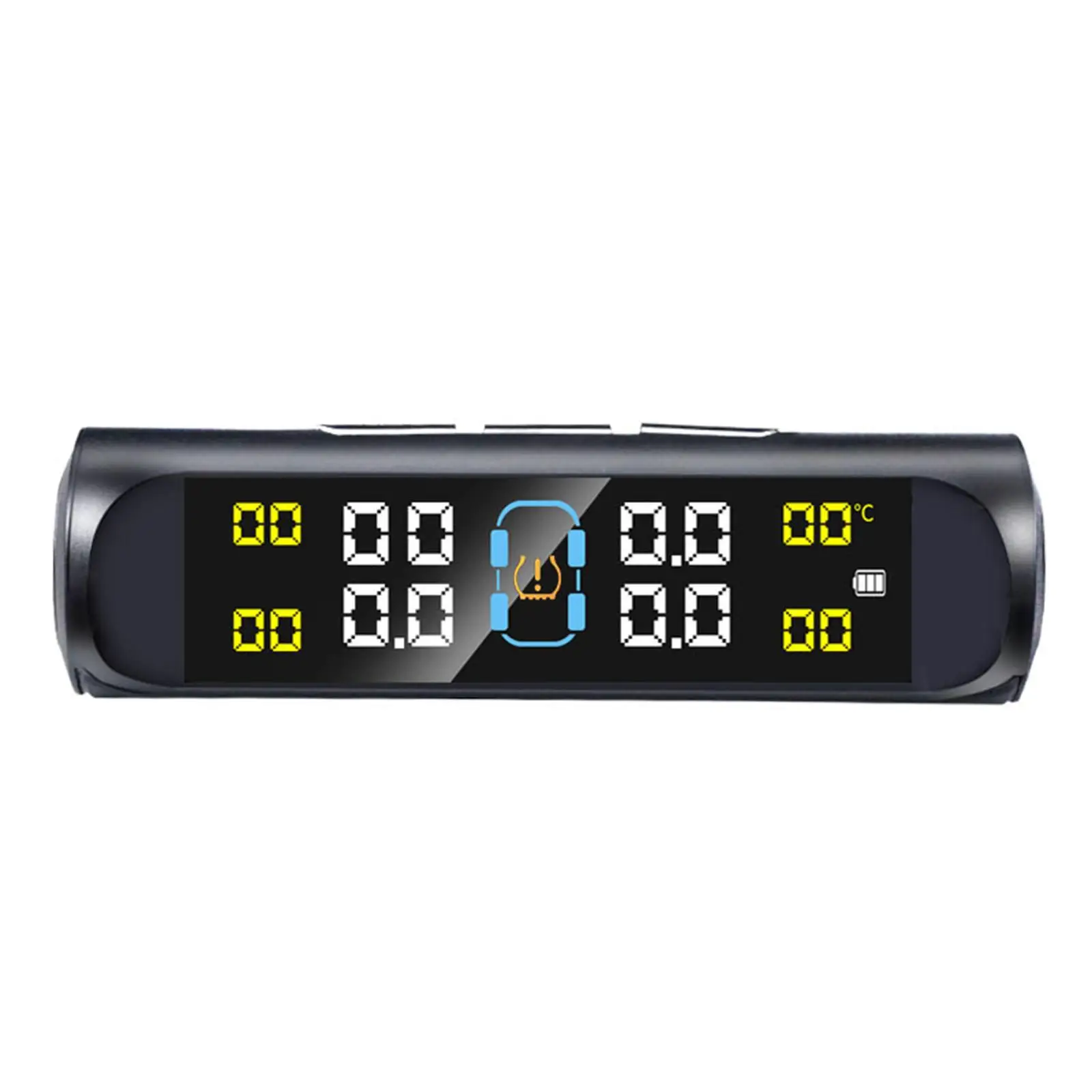 LCD Car Tire Pressure Monitor System with 4 External Sensors, Solar Power and USB Charging for RV Trailer, Truck, Car