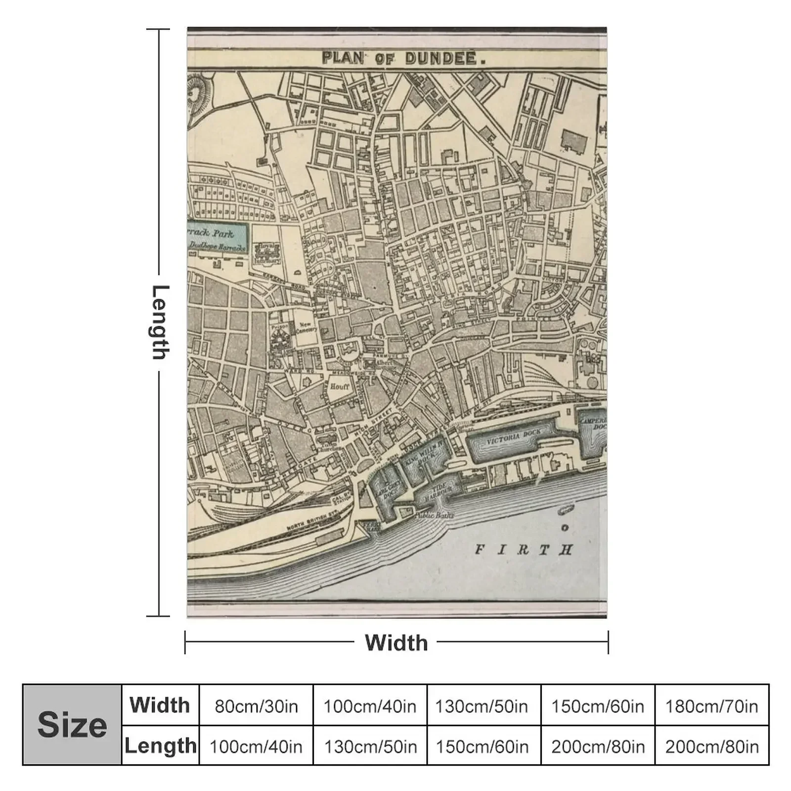 Vintage Map of Dundee Scotland (1901) Throw Blanket For Decorative Sofa Cute Plaid Flannels Thermals For Travel Large Blankets