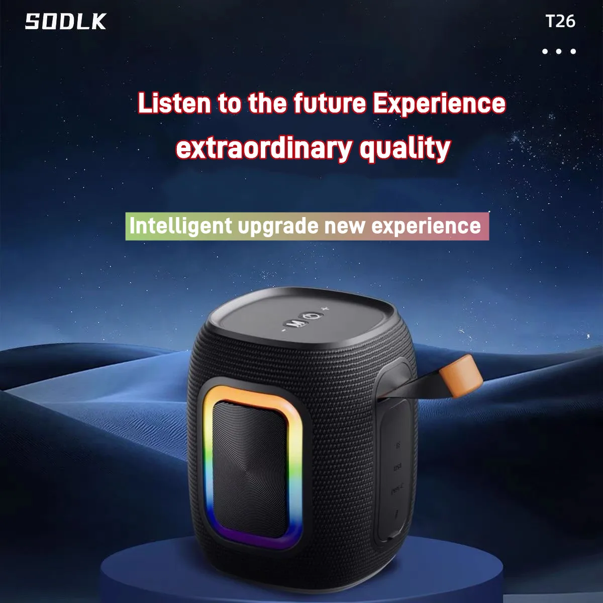 

SODLK New T26 Portable Mini Bass Sound Box RGB Lights Wireless Bluetooth Speakers 15W Super Power Outdoor Waterproof Subwoofer