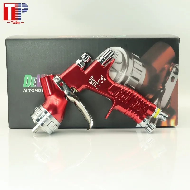 Tpaitlss Red Carved GTl Pro Spray Gun Te20-1.3mm Nozzle with Mixed Glass Water-based Air Spray Gun for DEVL(I)LBLSS