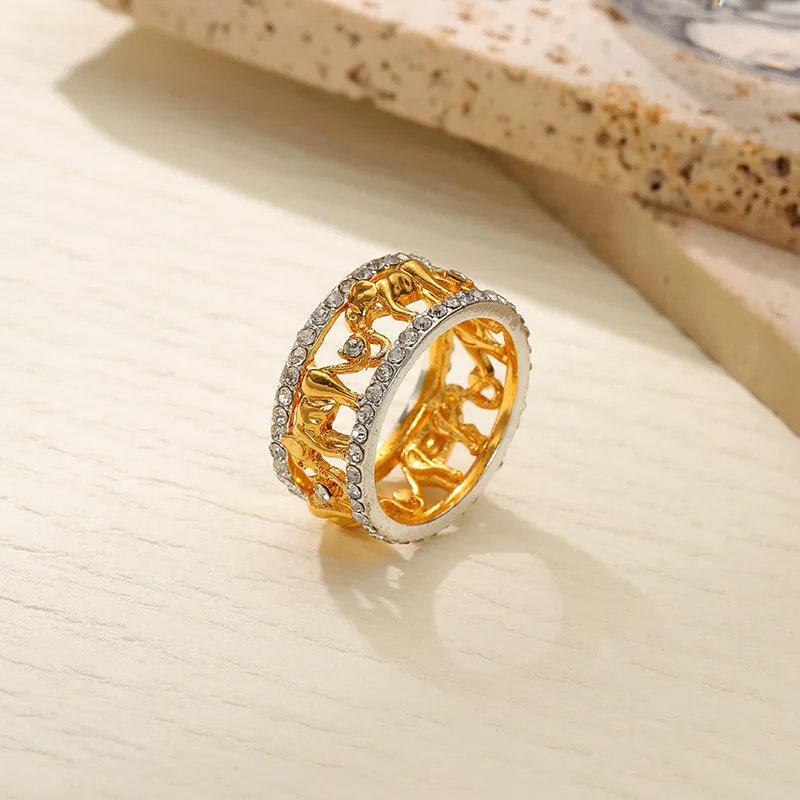 Yunjin TEMU cross-border Jewelry Ring Elephant Ring Diamond Ring Simple Ring Manufacturers Wholesale