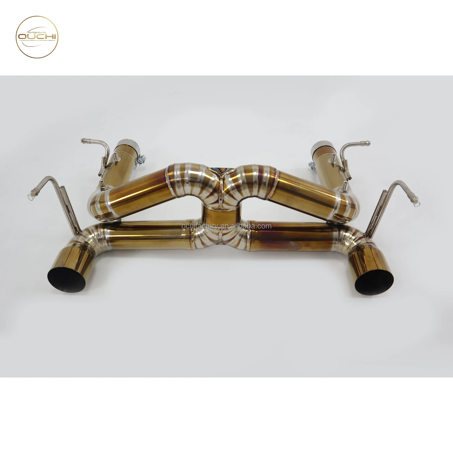 أجزاء أداء السيارات OUCHI لـ Ferrair F12 F8 2015-2019 3.9T Spider Pista Gold سبائك التيتانيوم Catback Supra صمام العادم