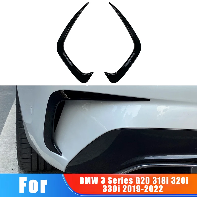 

For BMW 3 Series G20 318i 320i 330i 2019-2022 2020 Rear Bumper Surrounds The Air Outlet Tail Wind Knife Car Stickers Accessories