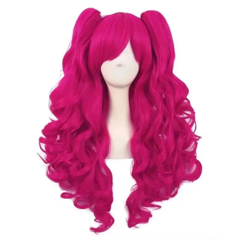 Wiwiwi 123Pony Friends Pinkie Pie Cosplay doble cola de caballo peluca rizada larga sintética Linda chica The Pony dibujos animados Anime Coser Wi