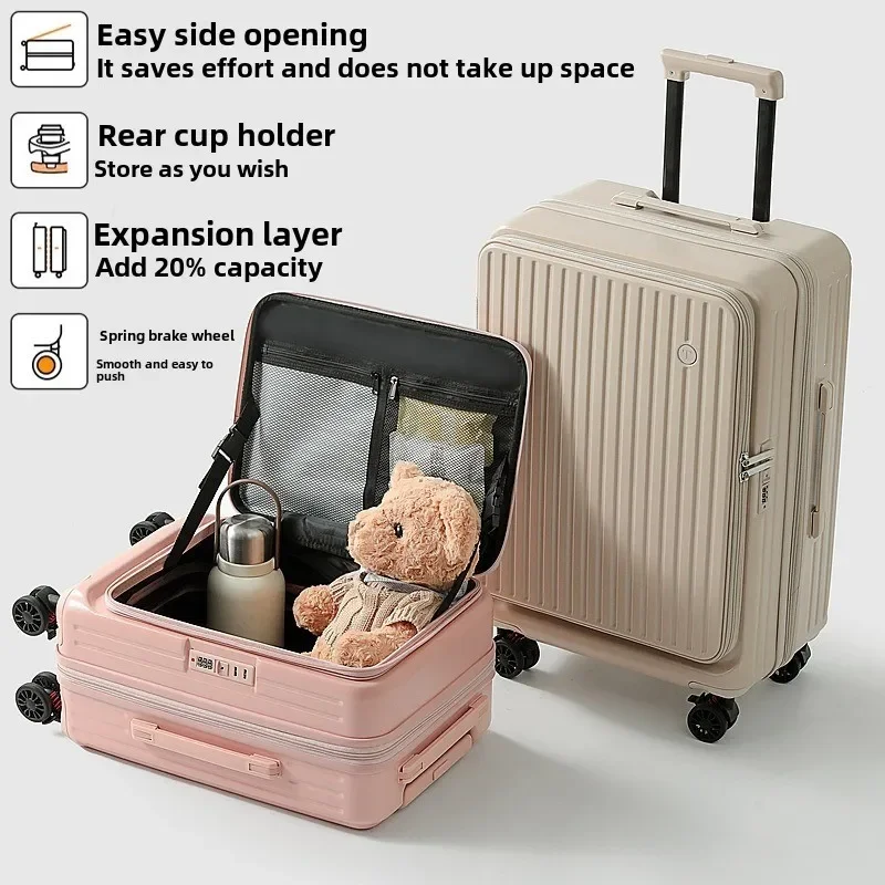 Side Opening Luggage Large Capacity Universal Wheel New Extendable Multifunctional Trolley Case 20 Inch Suitcase Travel Case