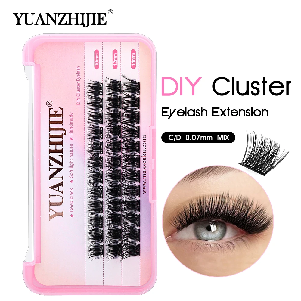 Wholesale DIY Individual Faux Mink Clusters Eyelash Extensions Soft Pure Black Ribbon Segmented Self-Adhesive Eyelashes Bundles