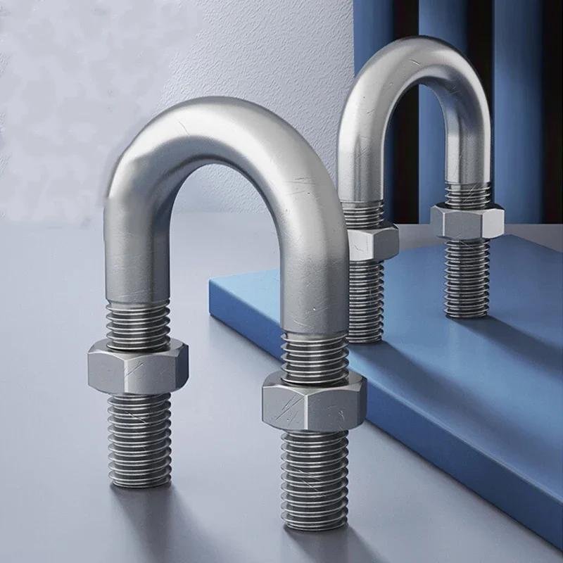 1/2/5 Set 304 Stainless Steel U-shaped Buckle Bolt Set M6 M8 M10 M12 U-shaped Pipe Clamp Nut Combination