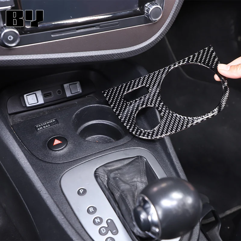 

For SEAT Leon MK2 1P 2005 2006 2007 2008 2009 2010 2011 2012 Real Soft Carbon Fiber Car Cup Holder Panel Sticker Accessories
